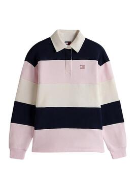 Sweat à capuche Tommy Jeans polo rugby rose pour femme