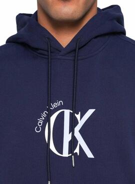 Sweat à capuche Calvin Klein Graphic Hoodie bleu marine pour homme