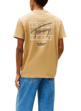 T-shirt Tommy Jeans Sign Spray beige pour homme