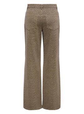 Pantalon Only Madison motif animal marron pour femme