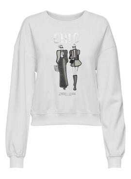 Sweatshirt Only Emily Girls blanc pour femme