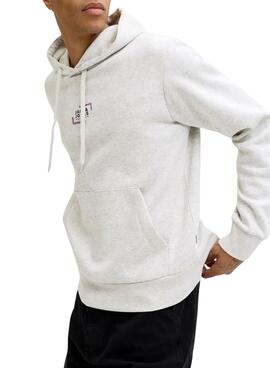 Sweat à capuche Jack and Jones Corp gris pour homme