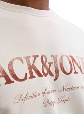 Sweat à capuche Jack and Jones Devin blanc cassé pour homme