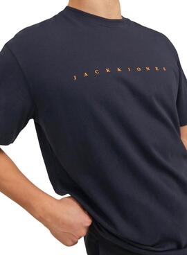 T-shirt Jack and Jones Star bleu marine pour homme.