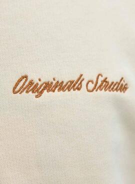 Sweat à capuche Jack and Jones Norrebro beige pour homme.