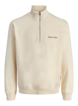 Sweat à capuche Jack and Jones Norrebro beige pour homme.