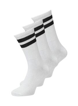 Ensemble de chaussettes Jack and Jones Travis blanc pour homme.