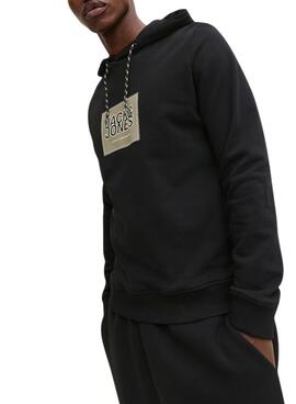 Sweat à capuche Jack and Jones Rain noir pour homme
