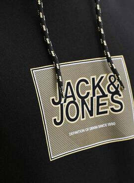 Sweat à capuche Jack and Jones Rain noir pour homme