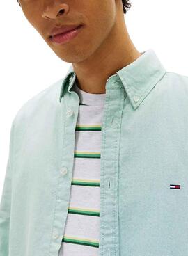 Chemise Tommy Jeans Oxford verte pour homme