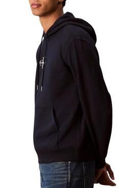 Sweat à capuche Calvin Klein Jeans Micro Monologue bleu marine pour homme