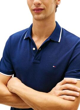 Polo Tommy Hilfiger en piqué bleu pour homme