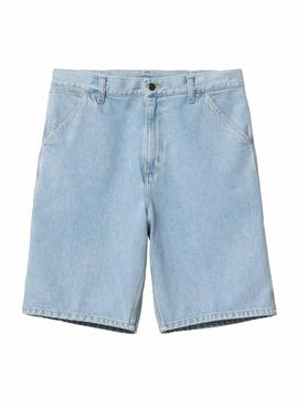 Bermudas Carhartt en denim clair avec un seul genou renforcé pour homme.