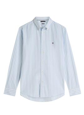 Chemise Tommy Hilfiger à rayures bleues et blanches pour homme