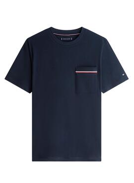 T-shirt avec poche Tommy Hilfiger bleu marine pour homme