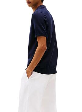 Polo en punto azul marino Tommy Hilfiger pour homme