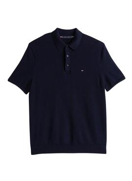 Polo en punto azul marino Tommy Hilfiger pour homme