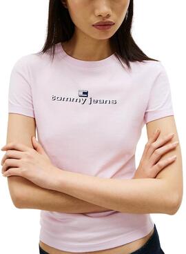 Débardeur Tommy Jeans Slim Logo rose pour femme