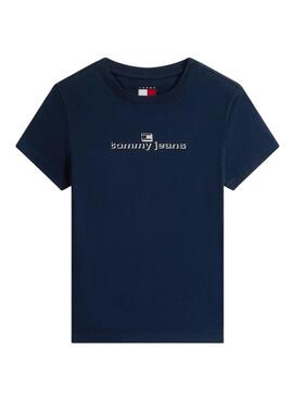 T-shirt Tommy Jeans Slim Logo bleue pour femme.
