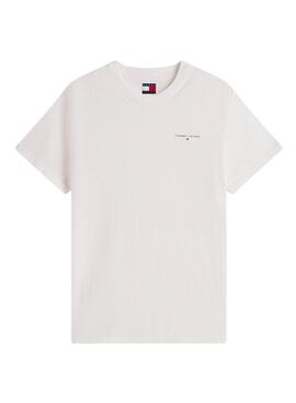T-shirt Tommy Jeans Linear Chest blanc pour homme.