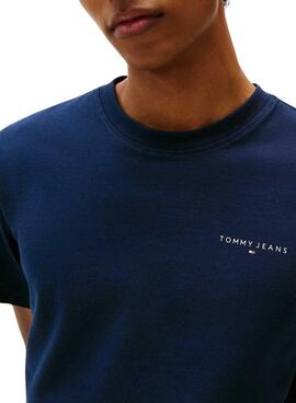 T-shirt Tommy Jeans Linear Chest bleu marine pour homme