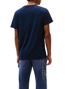 T-shirt Tommy Jeans Linear Chest bleu marine pour homme