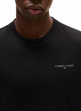 T-shirt Tommy Jeans Linear Chest noir pour homme