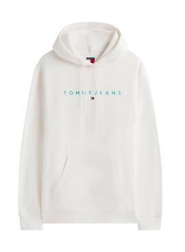 Sweatshirt Tommy Jeans Linear Logo blanc pour homme