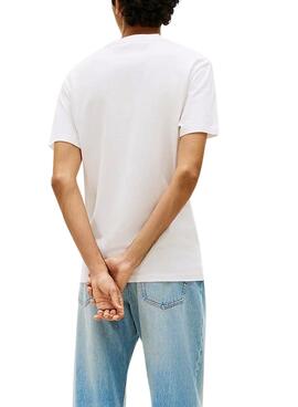 Maillot Tommy Jeans Linear Logo blanc pour homme