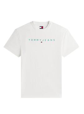 Maillot Tommy Jeans Linear Logo blanc pour homme