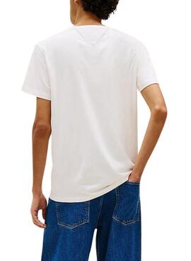 T-shirt Tommy Jeans Essential Flag blanc pour homme