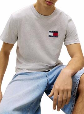 T-shirt Tommy Jeans Essential Flag gris pour homme