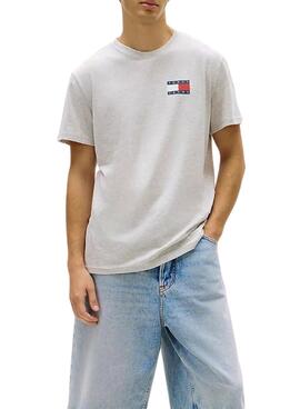T-shirt Tommy Jeans Essential Flag gris pour homme
