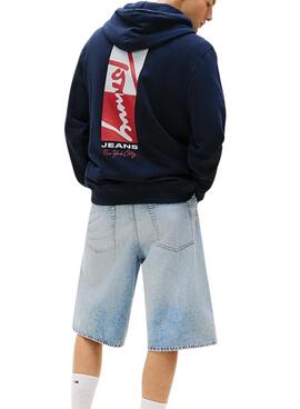 Sweat-shirt Tommy Jeans Backprint bleu marine pour homme