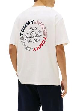 Maillot Tommy Jeans Circle blanc pour homme