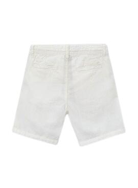 Pantalón Bermuda de lino blanco de corte holgado para niño de la marca Mayoral.