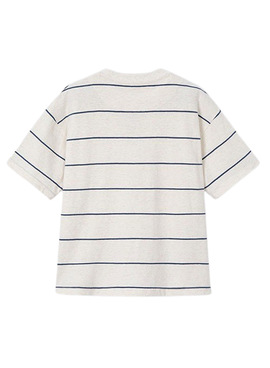 T-shirt Mayoral à rayures blanc et bleu pour garçon