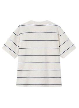 T-shirt Mayoral à rayures blanc et bleu pour garçon