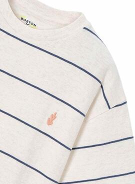 T-shirt Mayoral à rayures blanc et bleu pour garçon