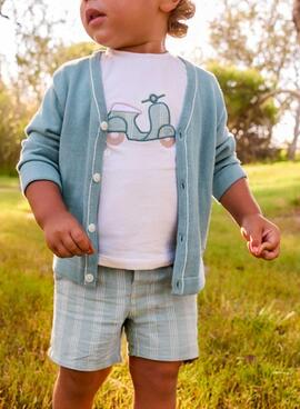 Ensemble Mayoral bleu et blanc pour bébé.