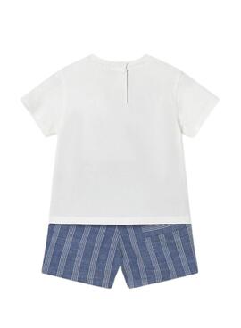 Ensemble Mayoral voiture blanche et bleue pour bébé