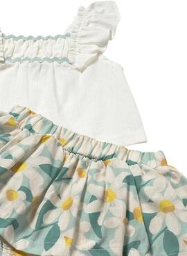 Ensemble Mayoral blouse et jupe fleurie bleue pour bébé