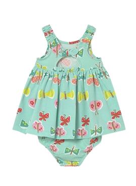Robe Mayoral papillons bleu turquoise pour bébé