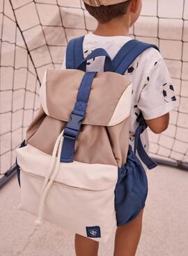 Sac à dos Mayoral avec rabat à fermeture éclair en couleur marron pour garçon et fille.