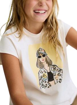 T-shirt Mayoral Girl blanc cassé pour fille