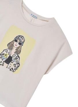 T-shirt Mayoral Girl blanc cassé pour fille