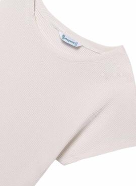 T-shirt Mayoral côtelée blanc ivoire pour fille