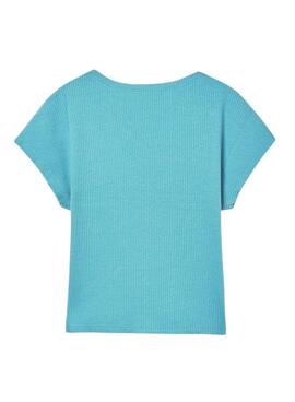 T-shirt côtelée bleue Mayoral pour fille