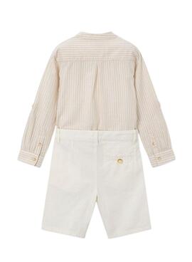 Ensemble chemise et short en lin beige Mayoral pour garçon