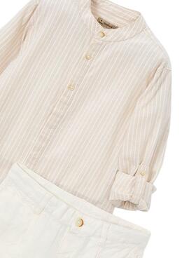 Ensemble chemise et short en lin beige Mayoral pour garçon